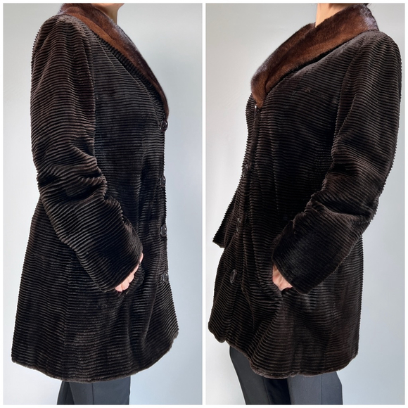 Michael Kors Womans Coat Mink Fut Genuine Brown Coat Size M - Picture 3 of 16